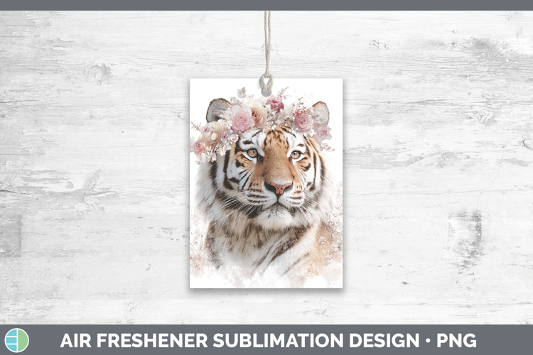Tiger Animals Floral Crown Air Freshener Sublimation Design