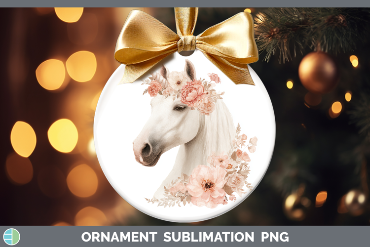 Unicorn Animals Floral Crown Ornament Sublimation Design
