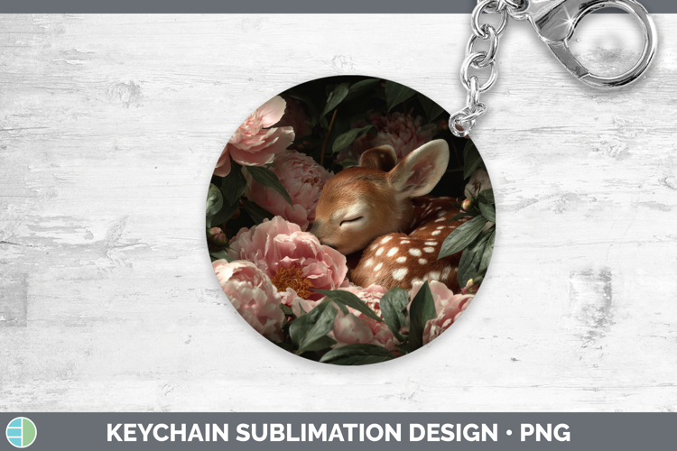 Deer Keychain Animals Floral Sleeping Sublimation Keyring De