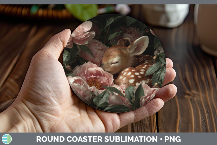 Deer Round Coaster Animals Floral Sleeping Sublimation Coast