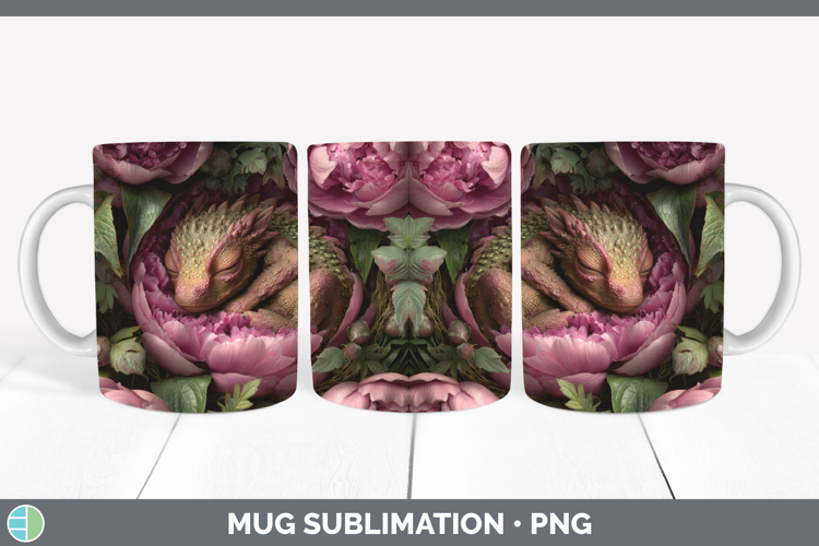 Dragon Mug Wrap Animals Floral Sleeping Sublimation Coffee C