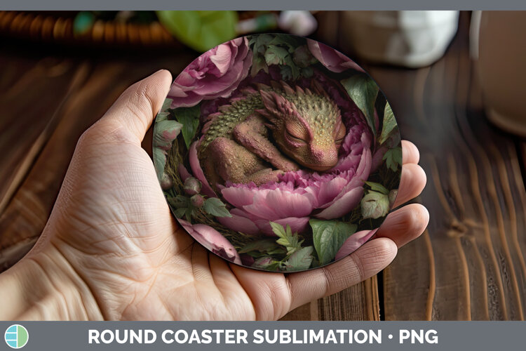 GorgeousAnimals Floral Sleeping Round Coaster design.