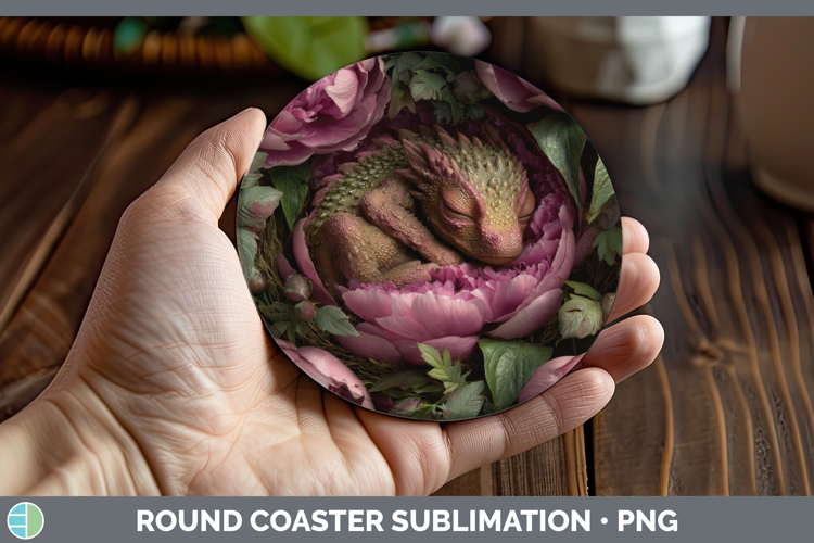 Dragon Round Coaster Animals Floral Sleeping Sublimation Coa