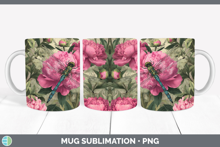Dragonfly Mug Wrap Animals Floral Sleeping Sublimation Coffe
