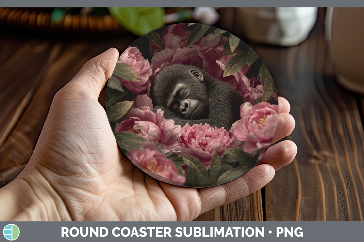 Gorilla Round Coaster Animals Floral Sleeping Sublimation Co