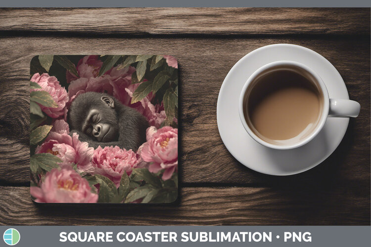 GorgeousAnimals Floral Sleeping Square Coaster design.