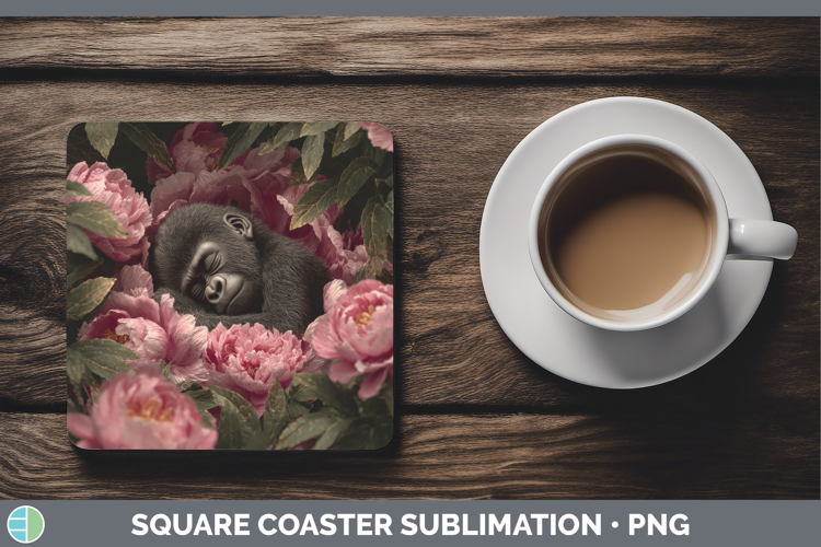 Gorilla Square Coaster Animals Floral Sleeping Sublimation C