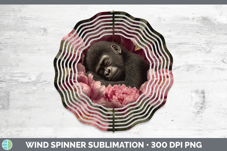 Gorilla Wind Spinner Animals Floral Sleeping Sublimation Spi