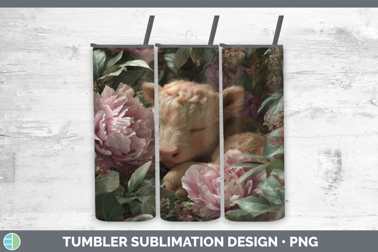 Highland Cow Tumbler Animals Floral Sleeping Sublimation 20