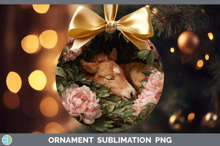 Horse Ornament Animals Floral Sleeping Sublimation Bauble De