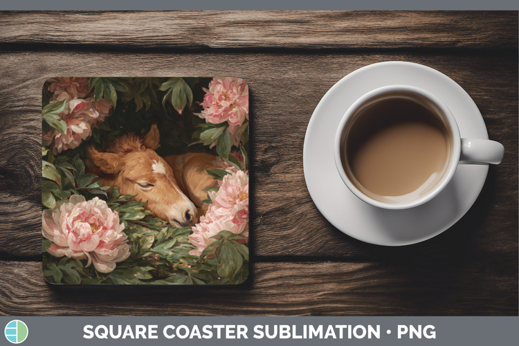 Horse Square Coaster Animals Floral Sleeping Sublimation Coa