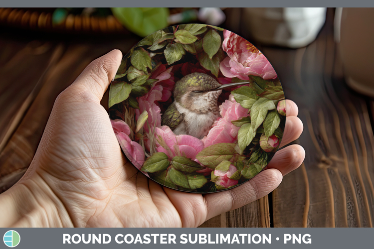 Hummingbird Round Coaster Animals Floral Sleeping Sublimatio