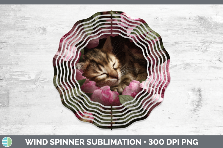 Kitten Wind Spinner Animals Floral Sleeping Sublimation Spin