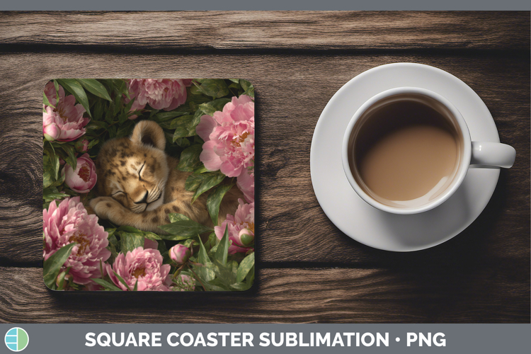 Lion Square Coaster Animals Floral Sleeping Sublimation Coas
