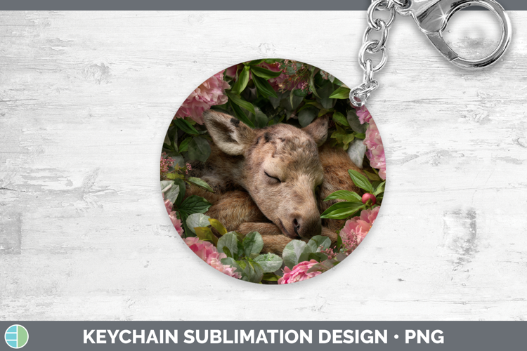 Moose Keychain Animals Floral Sleeping Sublimation Keyring D