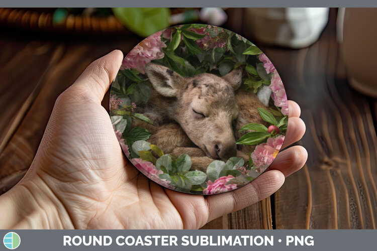 GorgeousAnimals Floral Sleeping Round Coaster design.