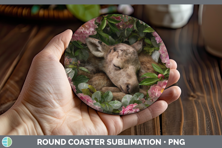 Moose Round Coaster Animals Floral Sleeping Sublimation Coas