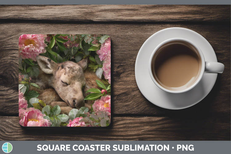 Moose Square Coaster Animals Floral Sleeping Sublimation Coa