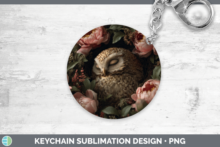 Owl Keychain Animals Floral Sleeping Sublimation Keyring Des