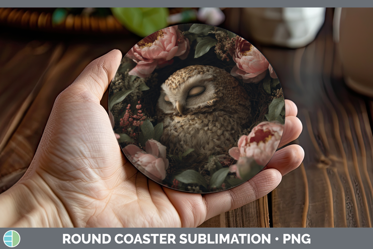 Owl Round Coaster Animals Floral Sleeping Sublimation Coaste
