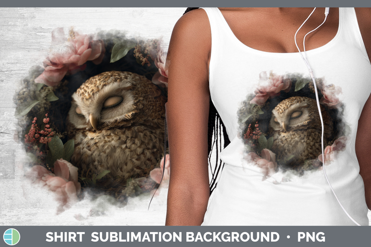Owl Shirt Animals Floral Sleeping Sublimation Background Des