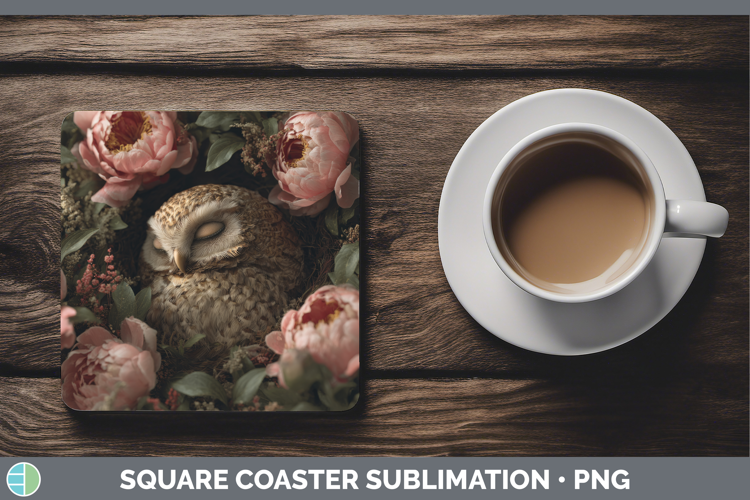 Owl Square Coaster Animals Floral Sleeping Sublimation Coast