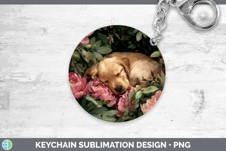 GorgeousAnimals Floral Sleeping Keychain design.