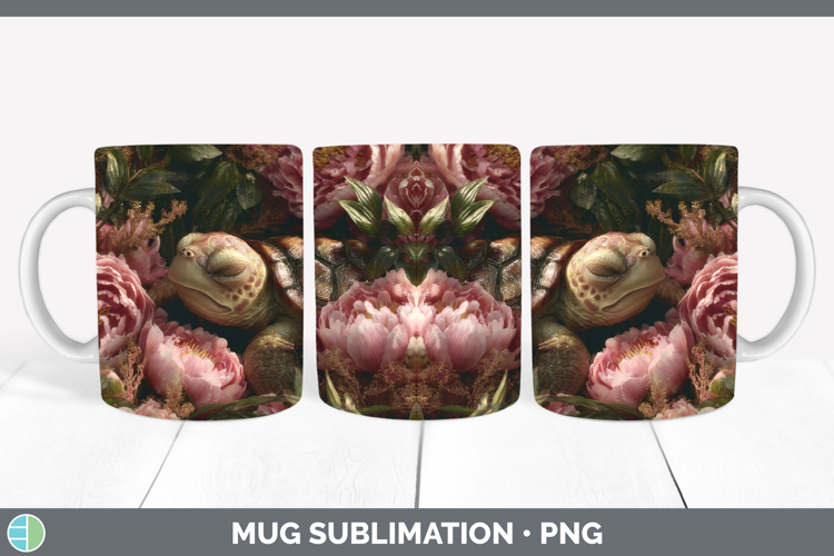 Sea Turtle Mug Wrap Animals Floral Sleeping Sublimation Coff