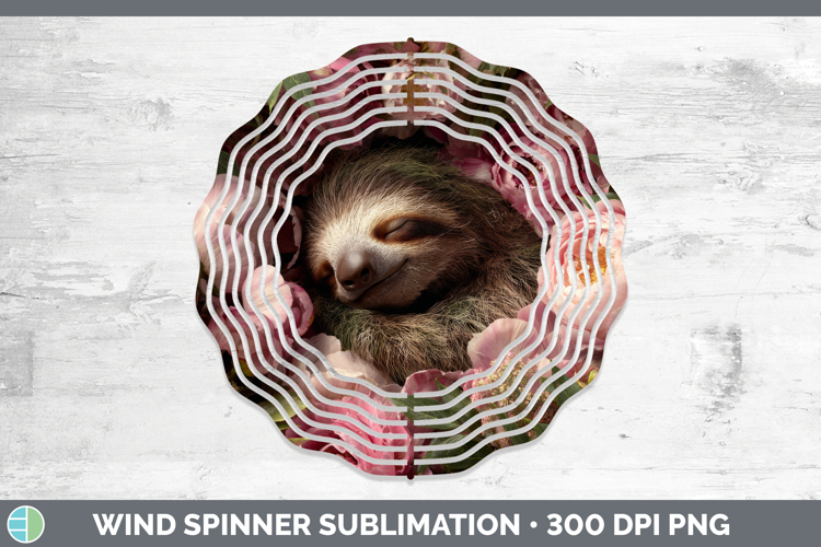 Sloth Wind Spinner Animals Floral Sleeping Sublimation Spinn