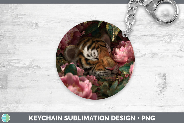 GorgeousAnimals Floral Sleeping Keychain design.