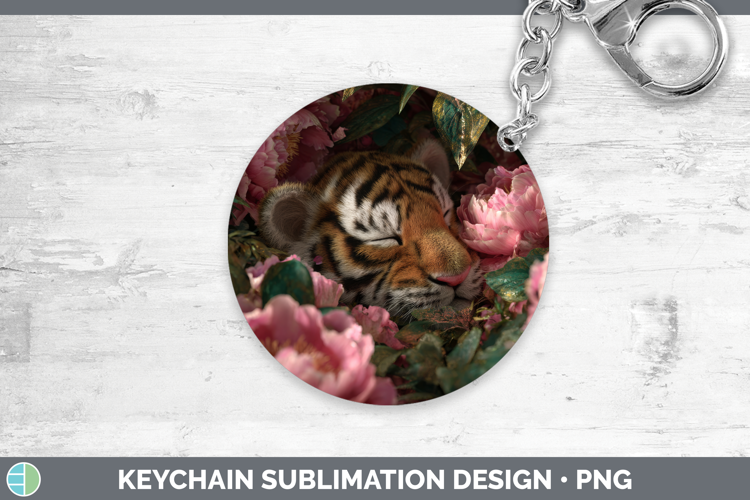 Tiger Keychain Animals Floral Sleeping Sublimation Keyring D