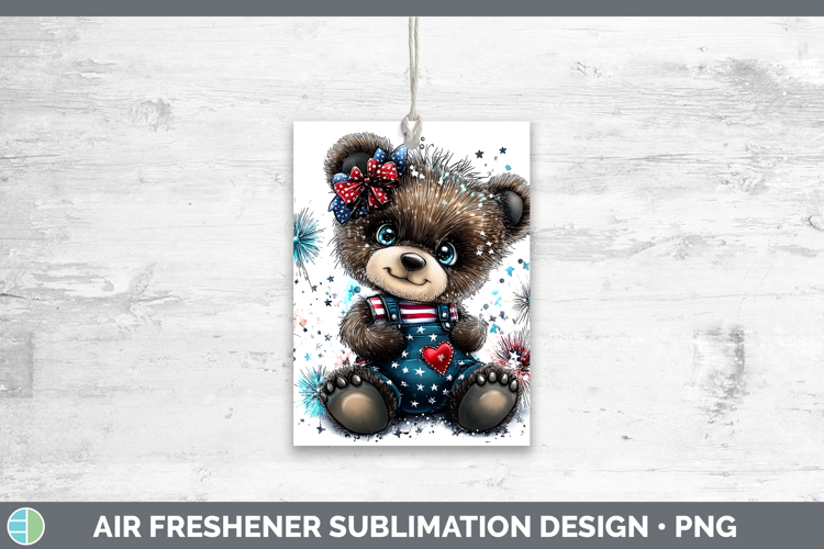 Animals Fourth of July Bear Air Freshener Sublimation Car Fr