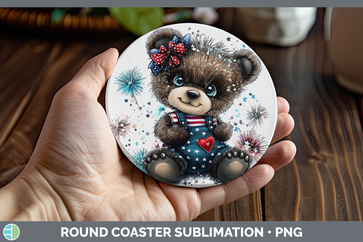 GorgeousAnimals Fourth of July Round Coaster design.