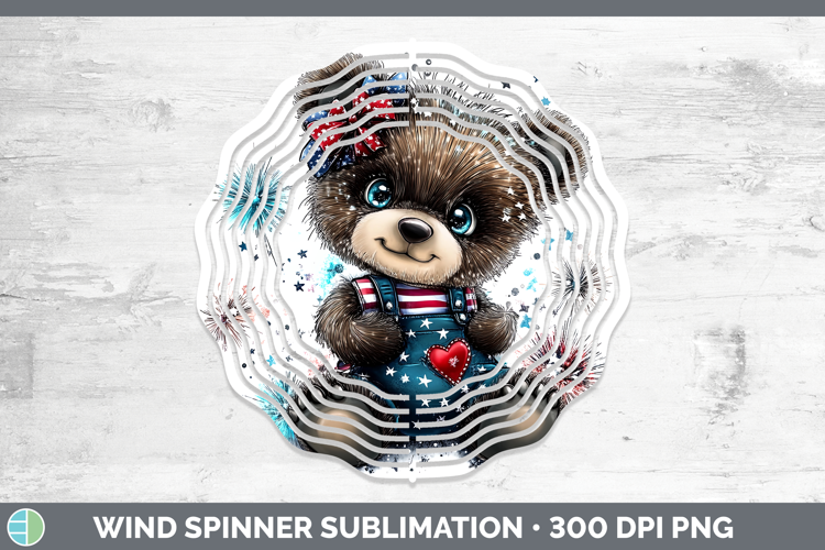 Animals Fourth of July Bear Wind Spinner Sublimation Spinner