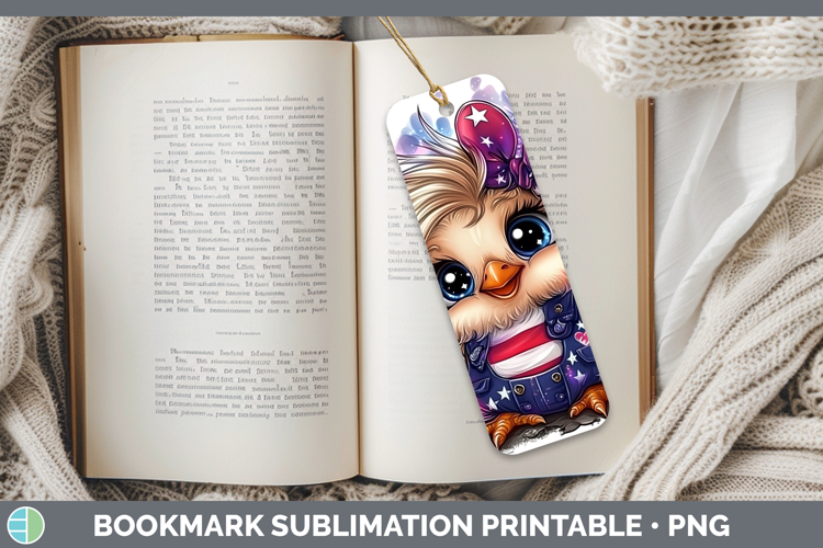 Animals Fourth of July Chicken Bookmark Sublimation Printabl