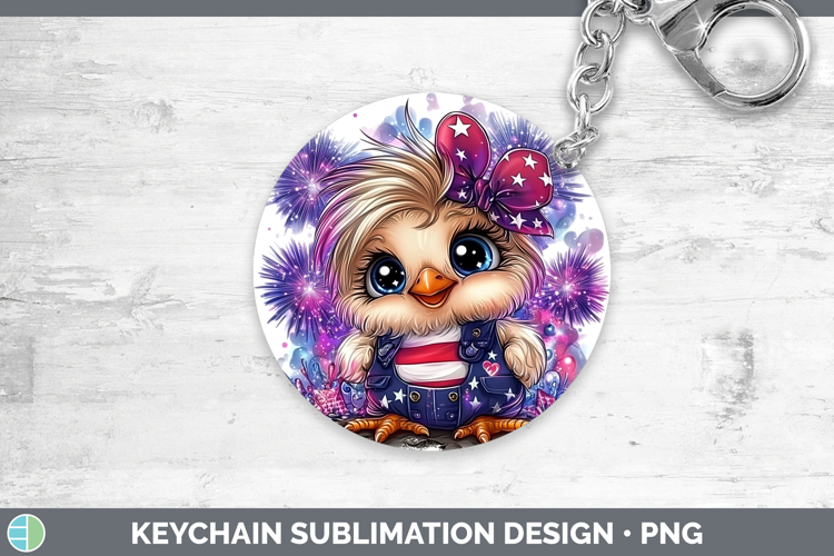 Animals Fourth of July Chicken Keychain Sublimation Keyring