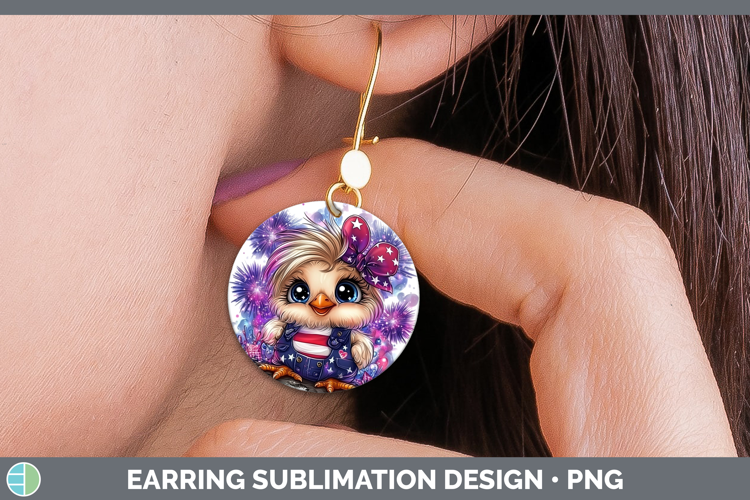 Animals Fourth of July Chicken Round Earrings Sublimation Ea