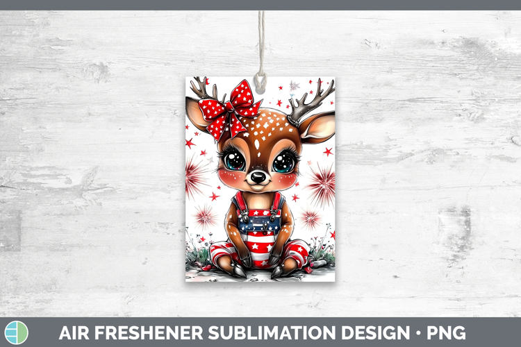 Animals Fourth of July Deer Air Freshener Sublimation Car Fr