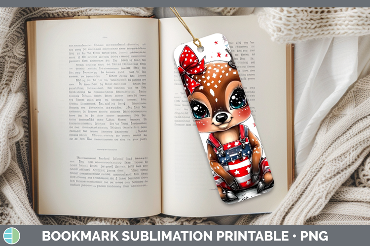 Animals Fourth of July Deer Bookmark Sublimation Printable D