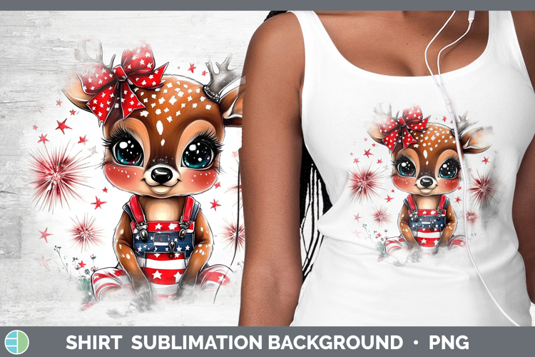 Animals Fourth of July Deer Shirt Sublimation Background Des