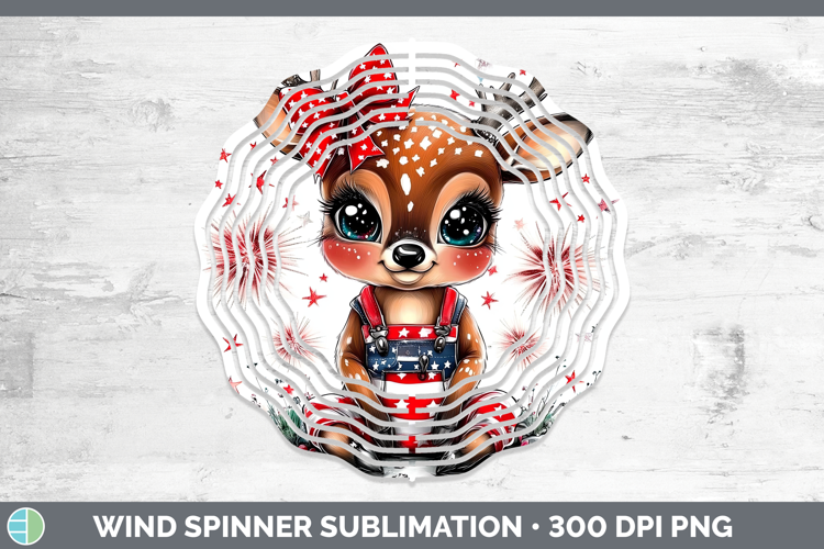 Animals Fourth of July Deer Wind Spinner Sublimation Spinner
