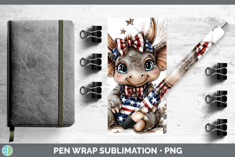 Animals Fourth of July Dinosaur Pen Wrap Sublimation Pen Des