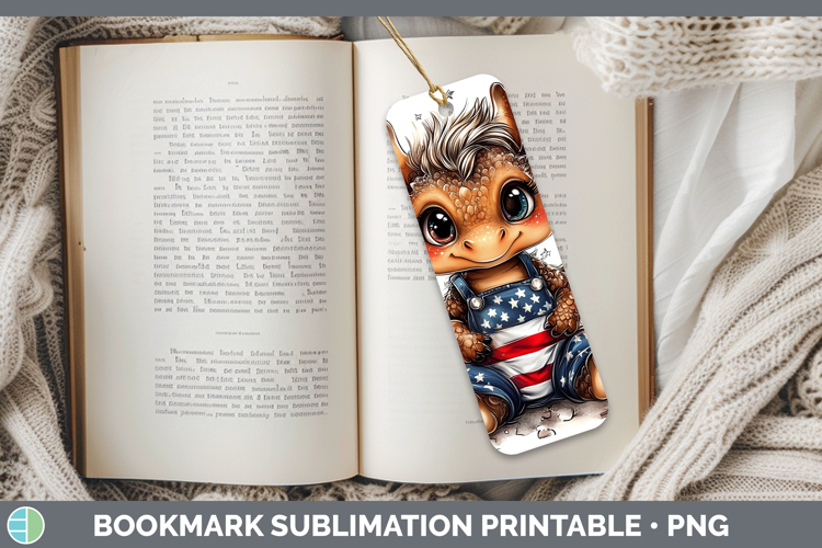 Animals Fourth of July Dragon Bookmark Sublimation Printable