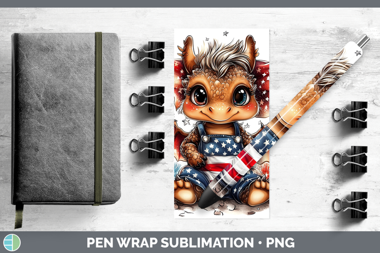 Animals Fourth of July Dragon Pen Wrap Sublimation Pen Desig