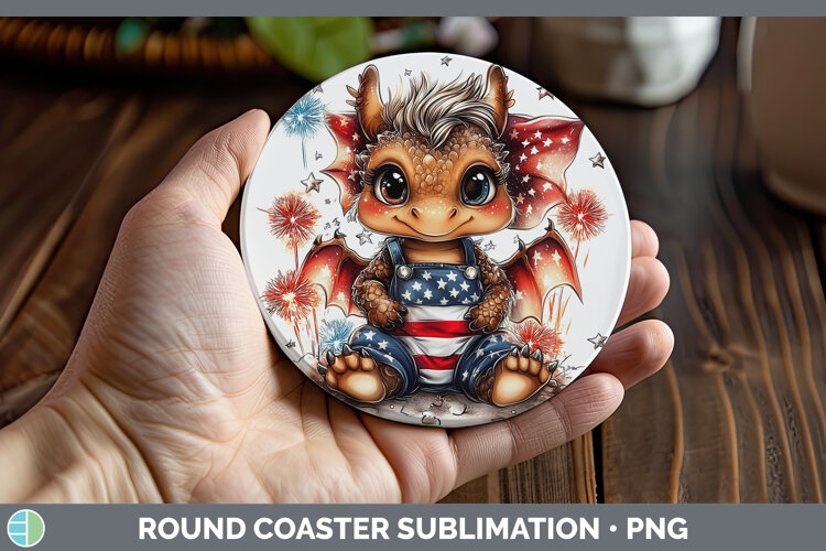 GorgeousAnimals Fourth of July Round Coaster design.