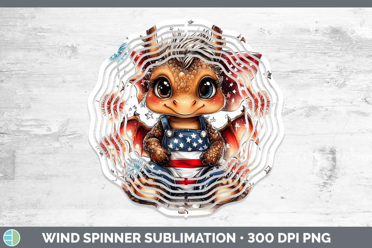 Animals Fourth of July Dragon Wind Spinner Sublimation Spinn