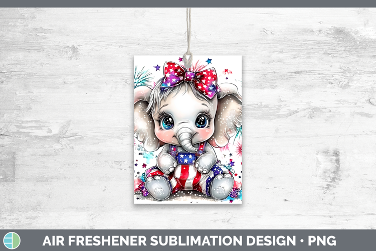 Animals Fourth of July Elephant Air Freshener Sublimation Ca
