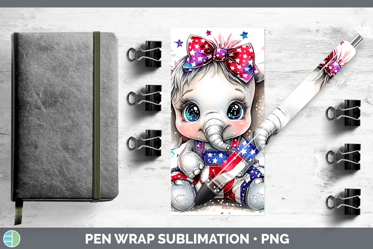 Animals Fourth of July Elephant Pen Wrap Sublimation Pen Des