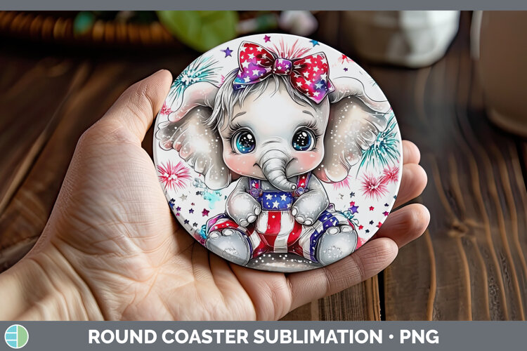 GorgeousAnimals Fourth of July Round Coaster design.