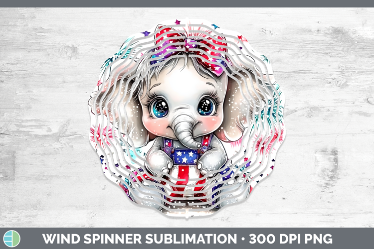 Animals Fourth of July Elephant Wind Spinner Sublimation Spi